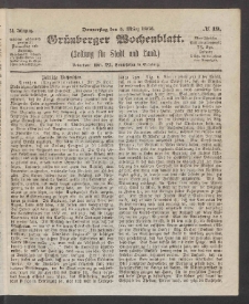 Grünberger Wochenblatt: Zeitung für Stadt und Land, No. 19. (5. März 1863)