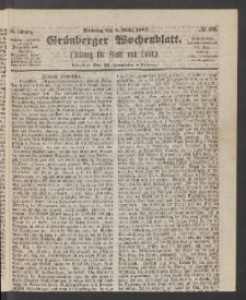 Grünberger Wochenblatt: Zeitung für Stadt und Land, No. 20. (8. März 1863)