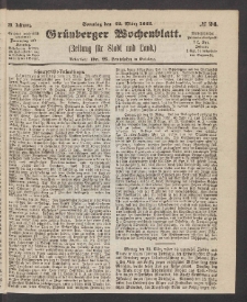 Grünberger Wochenblatt: Zeitung für Stadt und Land, No. 24. (22. März 1863)