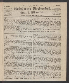 Grünberger Wochenblatt: Zeitung für Stadt und Land, No. 25. (26. März 1863)