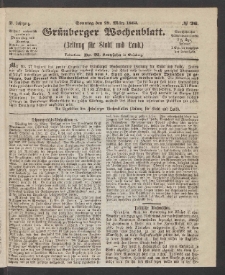 Grünberger Wochenblatt: Zeitung für Stadt und Land, No. 26. (29. März 1863)