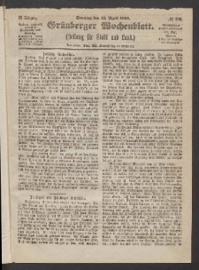 Grünberger Wochenblatt: Zeitung für Stadt und Land, No. 29. (12. April 1863)