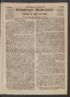 Grünberger Wochenblatt: Zeitung für Stadt und Land, No. 44. (4. Juni 1863)