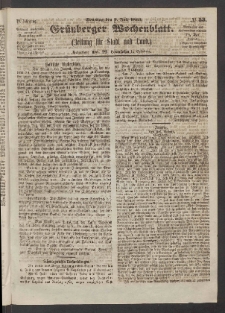 Grünberger Wochenblatt: Zeitung für Stadt und Land, No. 53. (5. Juli 1863)
