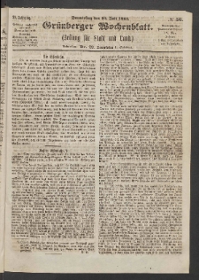 Grünberger Wochenblatt: Zeitung für Stadt und Land, No. 56. (16. Juli 1863)