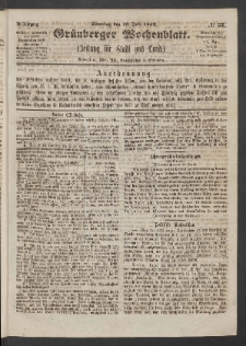 Grünberger Wochenblatt: Zeitung für Stadt und Land, No. 57. (19. Juli 1863)
