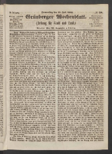 Grünberger Wochenblatt: Zeitung für Stadt und Land, No. 58. (23. Juli 1863)