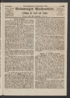 Grünberger Wochenblatt: Zeitung für Stadt und Land, No. 76. (24. September 1863)