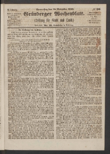 Grünberger Wochenblatt: Zeitung für Stadt und Land, No. 90. (12. November 1863)