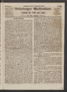 Grünberger Wochenblatt: Zeitung für Stadt und Land, No. 93. (22. November 1863)