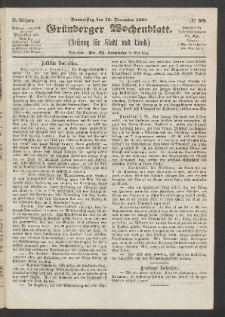 Grünberger Wochenblatt: Zeitung für Stadt und Land, No. 98. (10. December 1863)