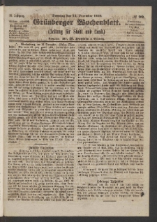 Grünberger Wochenblatt: Zeitung für Stadt und Land, No. 99. (13. December 1863)