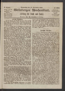 Gr&uuml;nberger Wochenblatt: Zeitung f&uuml;r Stadt und Land, No. 100. (17. December 1863)