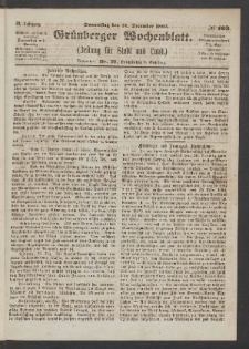 Grünberger Wochenblatt: Zeitung für Stadt und Land, No. 103. (31. December 1863)