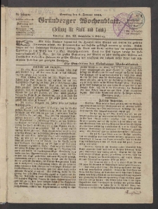 Grünberger Wochenblatt: Zeitung für Stadt und Land, No. 1. (3. Januar 1864)