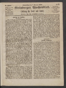 Grünberger Wochenblatt: Zeitung für Stadt und Land, No. 2. (7. Januar 1864)