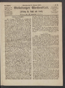 Grünberger Wochenblatt: Zeitung für Stadt und Land, No. 3. (10. Januar 1864)