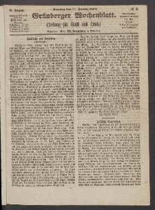 Grünberger Wochenblatt: Zeitung für Stadt und Land, No. 5. (17. Januar 1864)