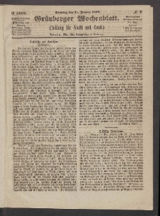 Grünberger Wochenblatt: Zeitung für Stadt und Land, No. 7. (24. Januar 1864)