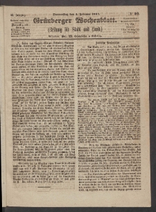 Grünberger Wochenblatt: Zeitung für Stadt und Land, No. 10. (4. Februar 1864)