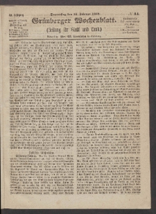 Grünberger Wochenblatt: Zeitung für Stadt und Land, No. 14. (18. Februar 1864)