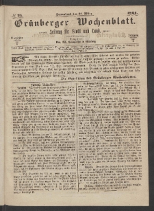 Grünberger Wochenblatt: Zeitung für Stadt und Land, No. 25. (26. März 1864)