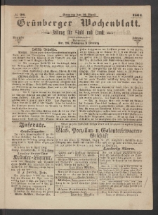 Grünberger Wochenblatt: Zeitung für Stadt und Land, No. 28. (10. April 1864)