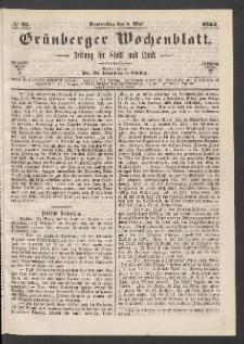 Grünberger Wochenblatt: Zeitung für Stadt und Land, No. 35. (5. Mai 1864)