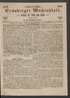Grünberger Wochenblatt: Zeitung für Stadt und Land, No. 36. (8. Mai 1864)