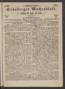 Grünberger Wochenblatt: Zeitung für Stadt und Land, No. 46. (12. Juni 1864)