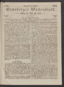 Grünberger Wochenblatt: Zeitung für Stadt und Land, No. 55. (14. Juli 1864)
