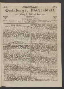 Grünberger Wochenblatt: Zeitung für Stadt und Land, No. 57. (21. Juli 1864)