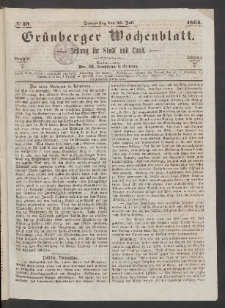 Grünberger Wochenblatt: Zeitung für Stadt und Land, No. 59. (28. Juni 1864)
