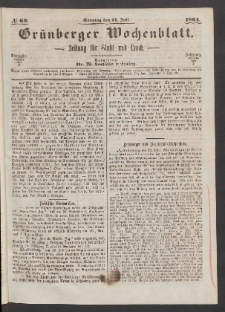 Grünberger Wochenblatt: Zeitung für Stadt und Land, No. 60. (31. Juli 1864)