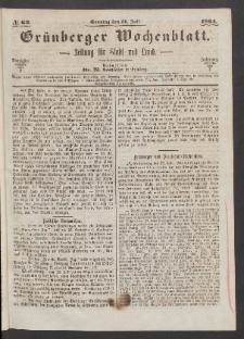 Grünberger Wochenblatt: Zeitung für Stadt und Land, No. 60. (31. Juli 1864)