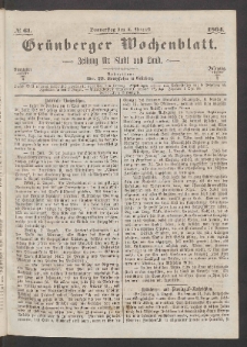 Grünberger Wochenblatt: Zeitung für Stadt und Land, No. 61. (4. August 1864)