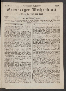 Grünberger Wochenblatt: Zeitung für Stadt und Land, No. 89. (9. November 1864)