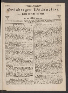 Grünberger Wochenblatt: Zeitung für Stadt und Land, No. 90. (13. November 1864)