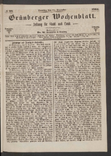 Grünberger Wochenblatt: Zeitung für Stadt und Land, No. 98. (11. Dezember 1864)