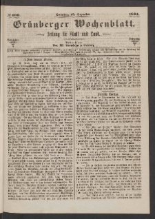 Grünberger Wochenblatt: Zeitung für Stadt und Land, No. 100. (18. Dezember 1864)