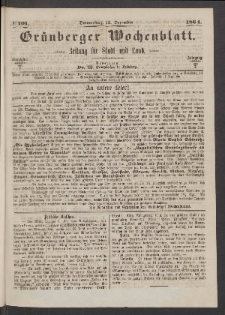 Grünberger Wochenblatt: Zeitung für Stadt und Land, No. 101. (22. Dezember 1864)