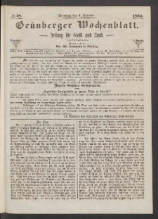 Grünberger Wochenblatt: Zeitung für Stadt und Land, No. 78. (2. October 1864)