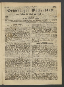 Grünberger Wochenblatt: Zeitung für Stadt und Land, No. 28. (9. März 1865)