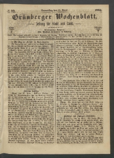 Grünberger Wochenblatt: Zeitung für Stadt und Land, No. 33. (27. April 1865)