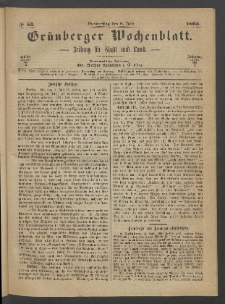 Grünberger Wochenblatt: Zeitung für Stadt und Land, No. 53. (6. Juli 1865)