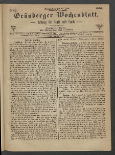 Grünberger Wochenblatt: Zeitung für Stadt und Land, No. 55. (13. Juli 1865)