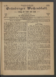 Grünberger Wochenblatt: Zeitung für Stadt und Land, No. 57. (20. Juli 1865)