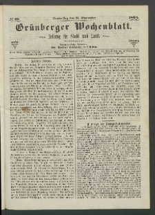 Grünberger Wochenblatt: Zeitung für Stadt und Land, No. 75. (21. September 1865)