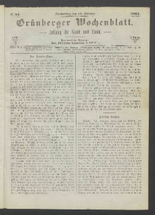 Grünberger Wochenblatt: Zeitung für Stadt und Land, No. 81. (12. October 1865)