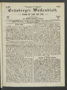 Grünberger Wochenblatt: Zeitung für Stadt und Land, No. 92. (19. November 1865)